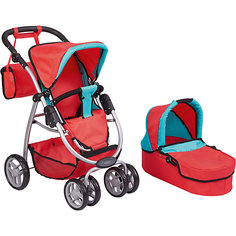 Коляска для кукол Buggy Boom "Amidea" трансформер, красно-бирюзовая