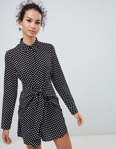 Платье-рубашка в горошек QED London - Черный