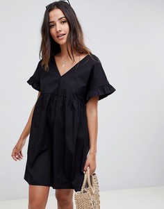 Свободное хлопковое платье мини ASOS DESIGN - Черный