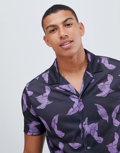Рубашка с отложным воротником и черным принтом Burton Menswear - Черный