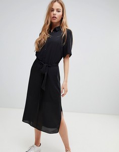 Мягкое платье-рубашка миди ASOS DESIGN - Черный