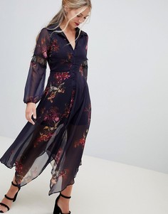 Платье-рубашка с длинными рукавами и цветочным узором Hope & Ivy - Мульти