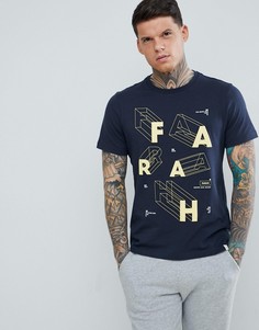 Темно-синяя футболка узкого кроя с логотипом Farah Bart - Темно-синий
