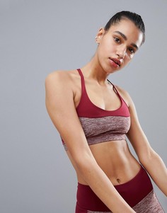 Бордовый спортивный бюстгальтер в стиле колор блок Reebok - Мульти