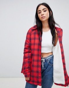 Куртка в клетку тартан на меховой подкладке ASOS DESIGN - Красный
