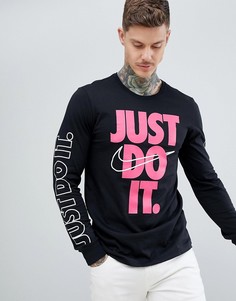 Черный лонгслив с принтом Nike 929374-011 - Черный