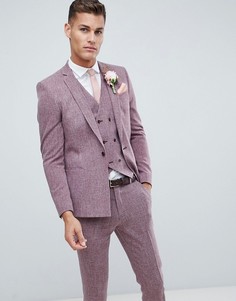 Темно-бордовый пиджак скинни с принтом на подкладке ASOS DESIGN wedding - Красный