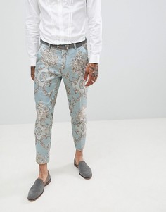 Жаккардовые укороченные брюки скинни ASOS DESIGN - Синий