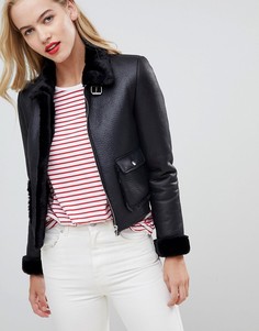 Укороченная куртка с меховой отделкой ASOS DESIGN - Черный