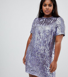 Платье мини с отделкой пайетками ASOS DESIGN Curve - Фиолетовый