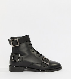 Кожаные ботинки на шнуровке для широкой стопы ASOS DESIGN - Черный