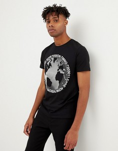 Футболка с резиновым графическим принтом Jack & Jones Core - Черный