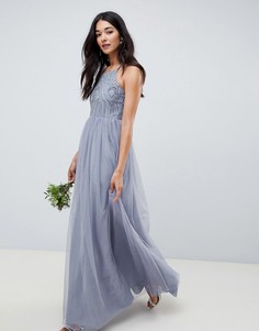 Платье макси с декоративной отделкой ASOS DESIGN - Синий
