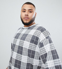 Oversize-футболка с принтом в клетку ASOS DESIGN Plus - Белый