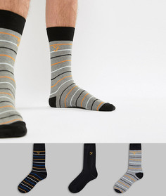 Набор из 3 пар носков в полоску Farah Marston - Черный