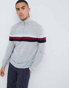 Серый джемпер колор блок с молнией ASOS DESIGN - Мульти