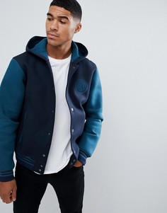 Сине-зеленая университетская куртка с капюшоном Armani Exchange - Темно-синий