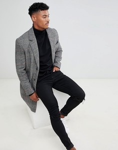 Пальто из ткани с добавлением шерсти в клетку ASOS DESIGN - Серый
