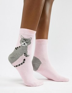 Носки с принтом кошек ASOS DESIGN - Розовый