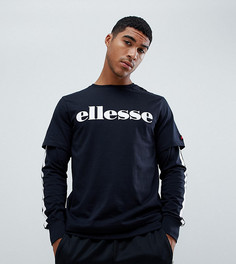 Черный двухслойный лонгслив с полосками ellesse - Черный