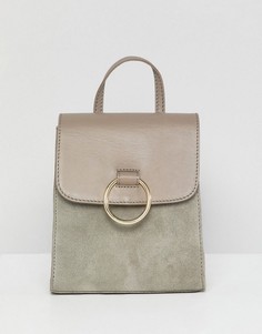 Кожаный рюкзак с кольцом ASOS DESIGN - Серый
