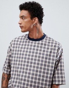 Oversize-футболка в клетку ASOS DESIGN - Коричневый