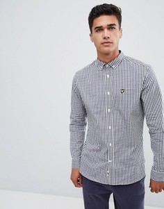 Темно-синяя приталенная рубашка в клетку на пуговицах Lyle & Scott - Темно-синий