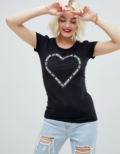 Футболка с принтом сердца Love Moschino - Черный