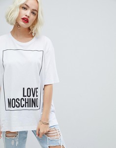 Футболка с блестками на логотипе Love Moschino - Белый
