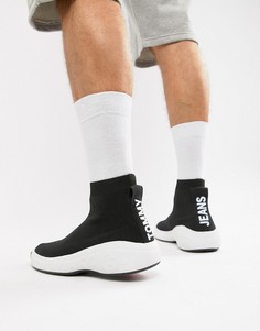 Черные трикотажные кроссовки с контрастной подошвой Tommy Jeans - Черный