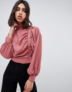 Топ со сборками и пуговицами ASOS DESIGN - Розовый