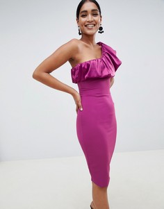 Платье-футляр на одно плечо с оборкой Vesper - Фиолетовый