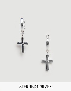 Серебряные серьги-кольца с подвесками-крестами ASOS DESIGN - Серебряный