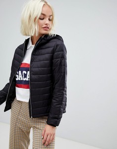 Черная базовая дутая куртка Pull&bear - Черный