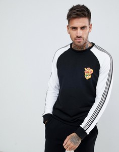 Свитшот с вышивкой и полосками по бокам Pull&Bear - Черный