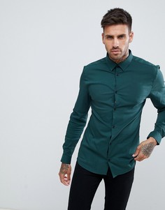 Зеленая рубашка из поплина облегающего кроя River Island - Зеленый
