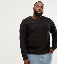 Черный джемпер с круглым вырезом River Island Big & Tall - Черный