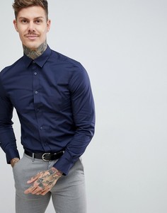 Узкая эластичная поплиновая рубашка Ben Sherman - Темно-синий