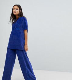 Велюровая oversize-футболка Ellesse Co-Ord - Темно-синий