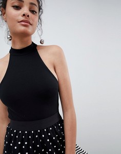 Боди черного цвета с высоким воротом Miss Selfridge - Черный