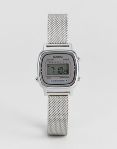 Серебристые цифровые часы с сетчатым браслетом Casio LA670 - Серебряный