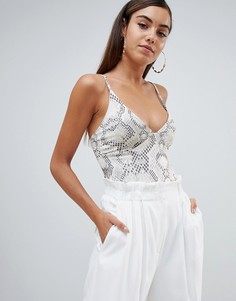 Боди на бретельках со змеиным принтом Missguided - Мульти