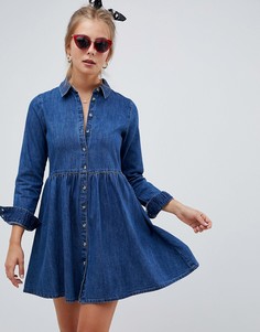 Синее свободное джинсовое платье-рубашка ASOS DESIGN - Синий