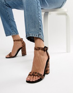 Босоножки на блочном каблуке с леопардовым принтом New Look - Коричневый