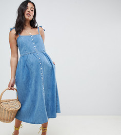 Джинсовое платье миди на пуговицах ASOS DESIGN Maternity - Синий