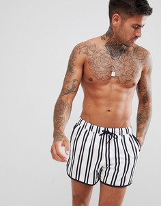 Короткие шорты для плавания с полосками ASOS DESIGN - Белый