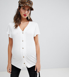 Футболка на пуговицах New Look Maternity - Кремовый