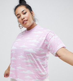 Свободная укороченная футболка с принтом The Simpsons x ASOS DESIGN Curve - Розовый