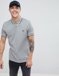 Серая меланжевая футболка-поло с двойным кантом Fred Perry - Серый