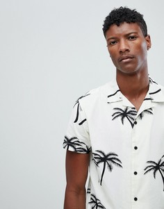 Рубашка с отложным воротником, короткими рукавами и пальмовым принтом Jack & Jones Originals - Серый